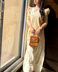 2 Piece Cotton Embroidered Co- Ord Set with Farshi Salwar