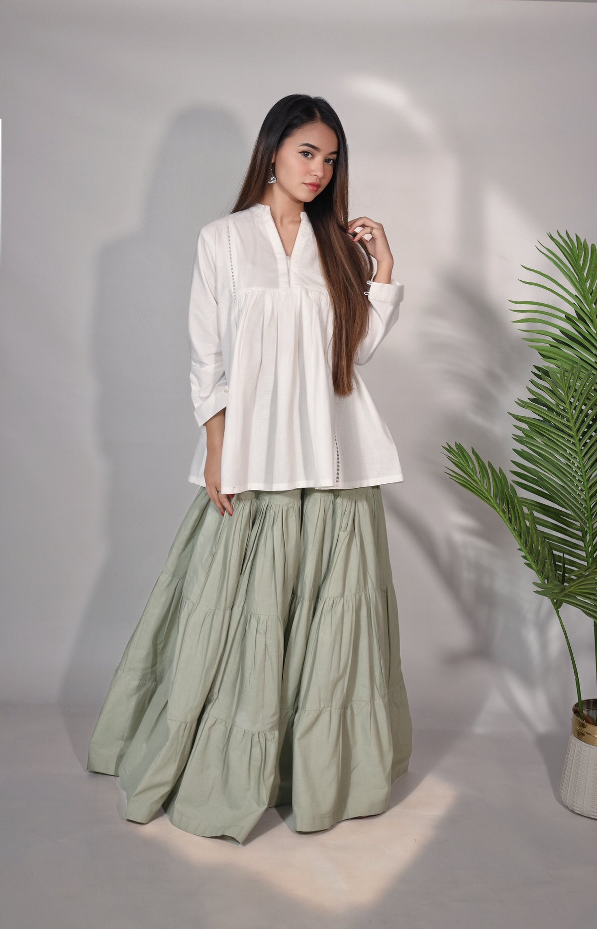 1 Piece Sage Green Cotton Maxi Skirt