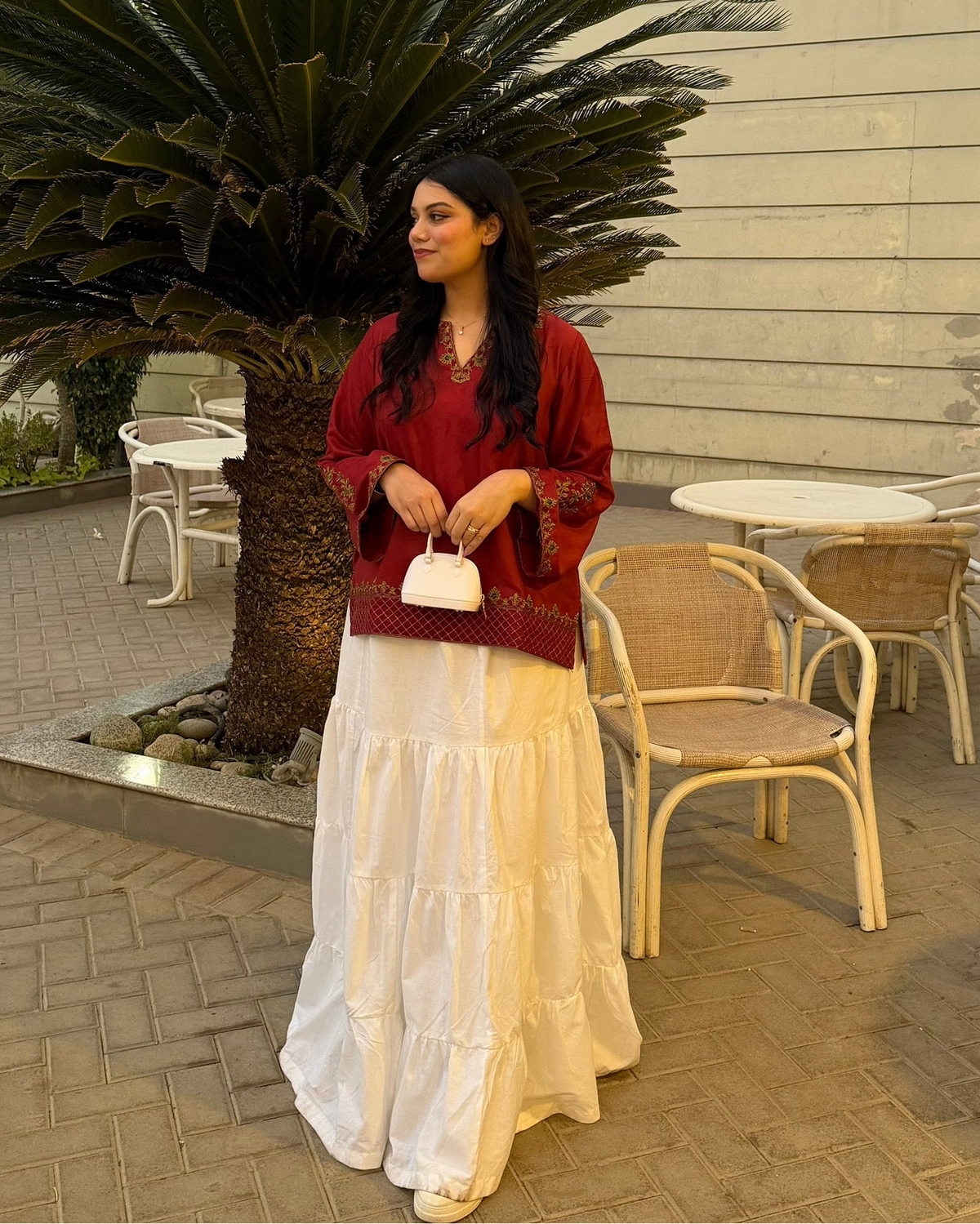 1 Piece Embroidered Flowy  Shirt