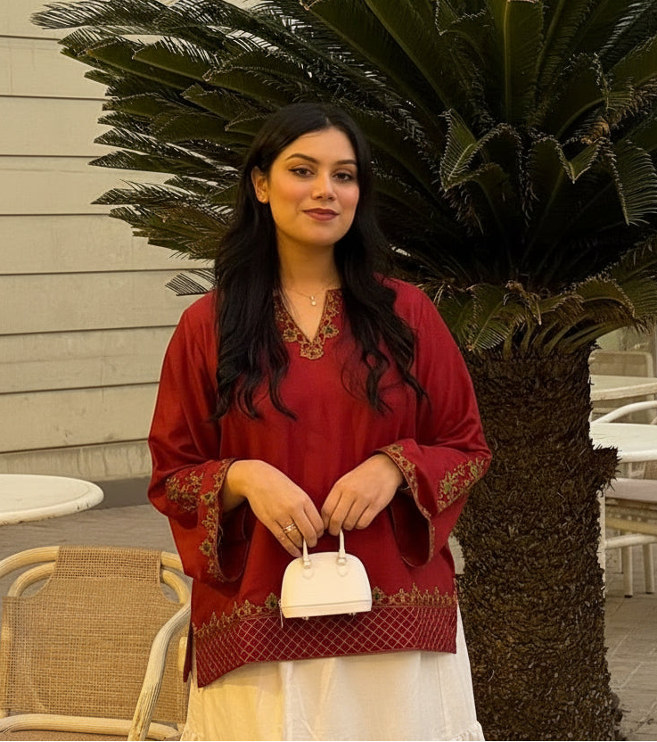 1 Piece Embroidered Flowy  Shirt