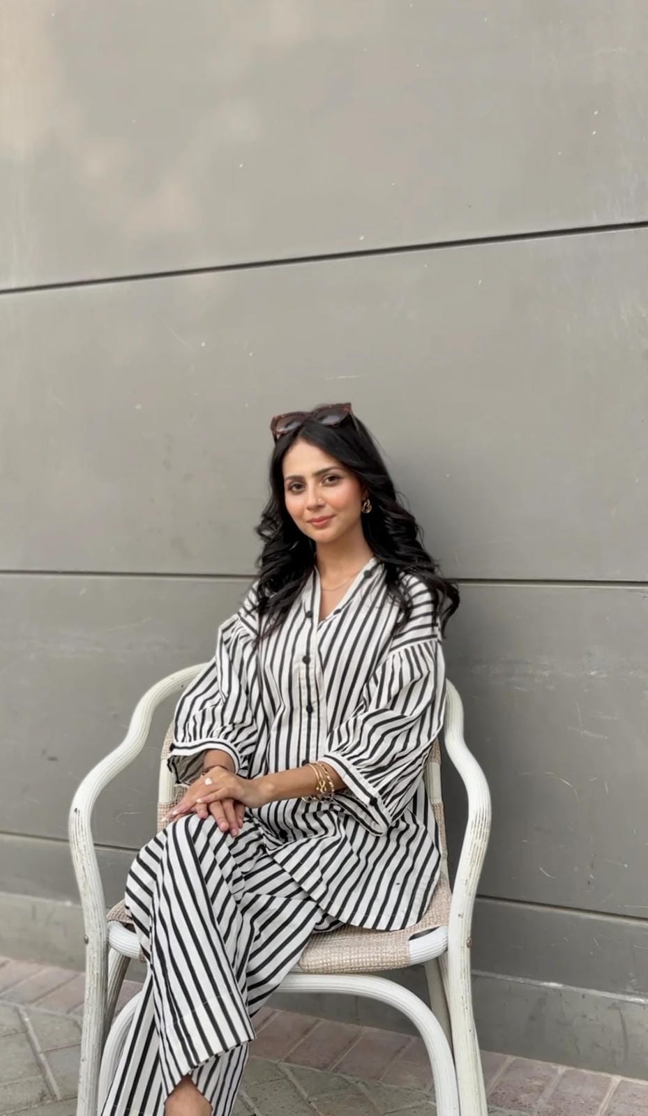 Women's Striped Cotton Co-Ord Set – 2 Piece Suit