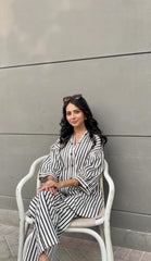 Women's Striped Cotton Co-Ord Set – 2 Piece Suit
