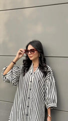 Women's Striped Cotton Co-Ord Set – 2 Piece Suit
