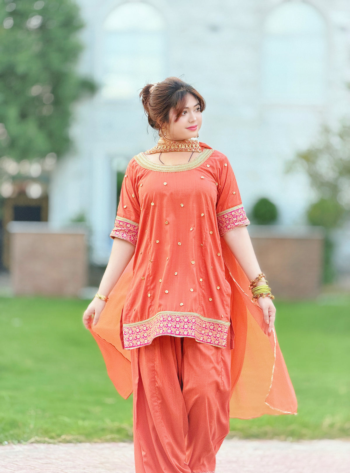 2-Piece Embroidered Co-Ord Set with Farshi Salwar