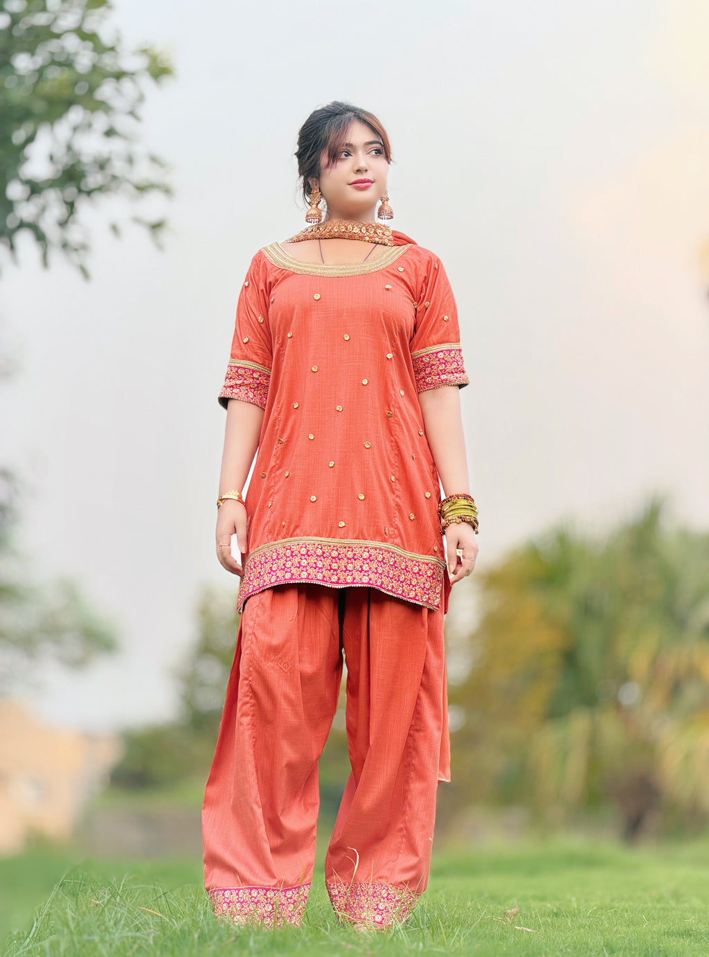 2-Piece Embroidered Co-Ord Set with Farshi Salwar