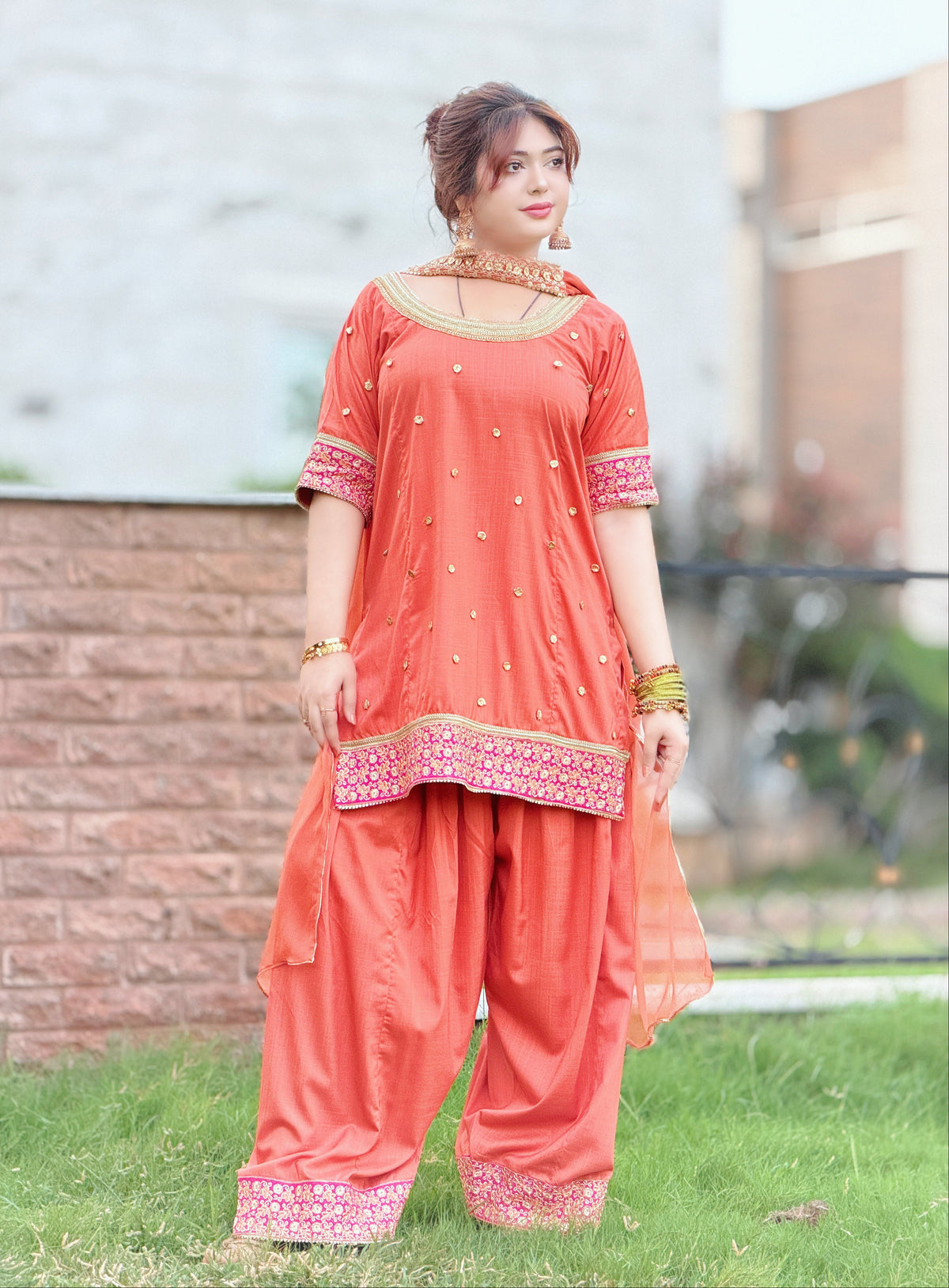 2-Piece Embroidered Co-Ord Set with Farshi Salwar