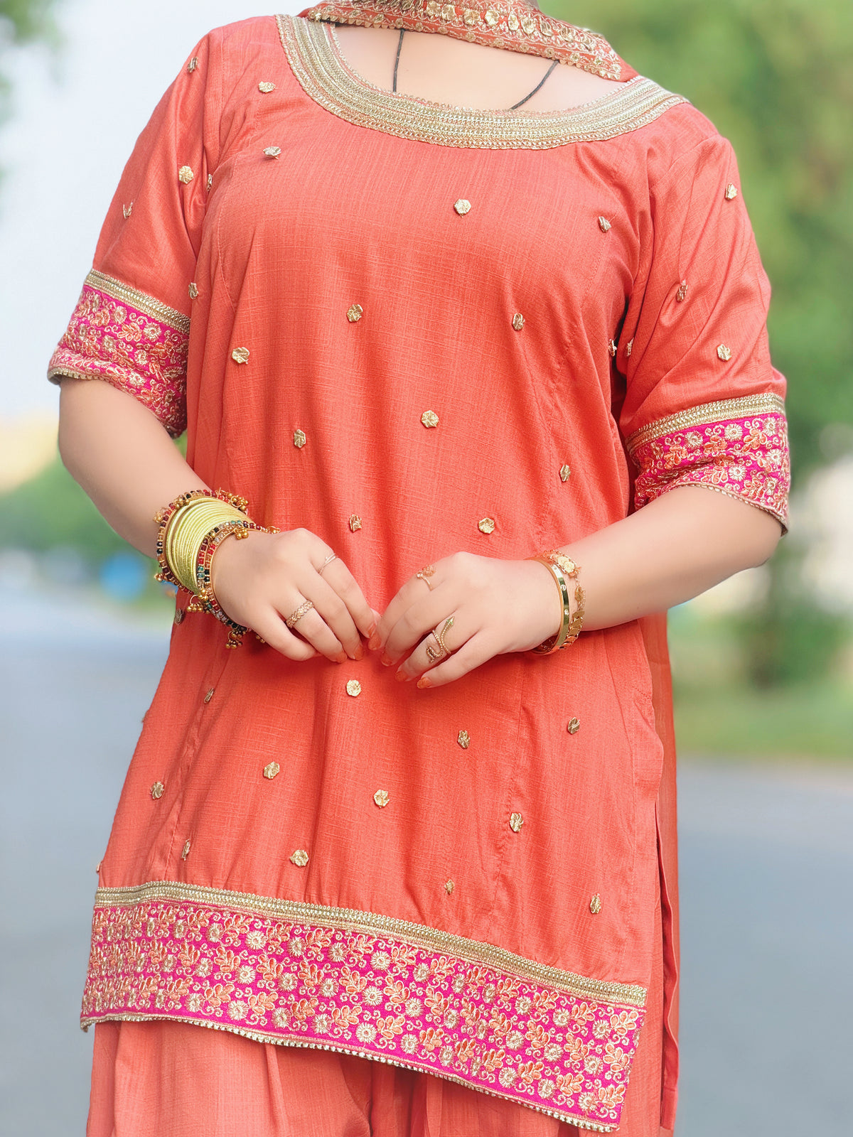 2-Piece Embroidered Co-Ord Set with Farshi Salwar
