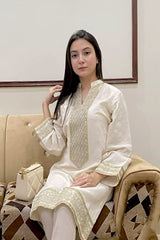 2 Piece Cotton Sequence Embroidered Suit