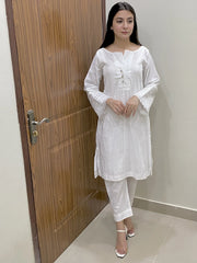 2 Piece Cotton Embellished stitched suit