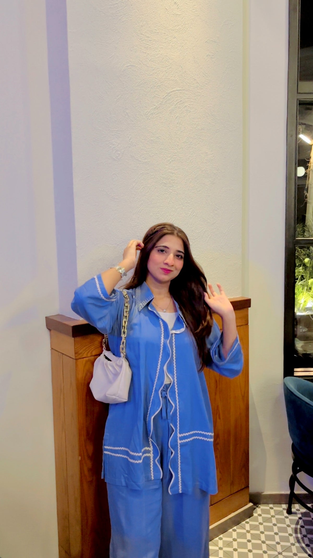 Blue Cotton 2-Piece Co-Ord Set