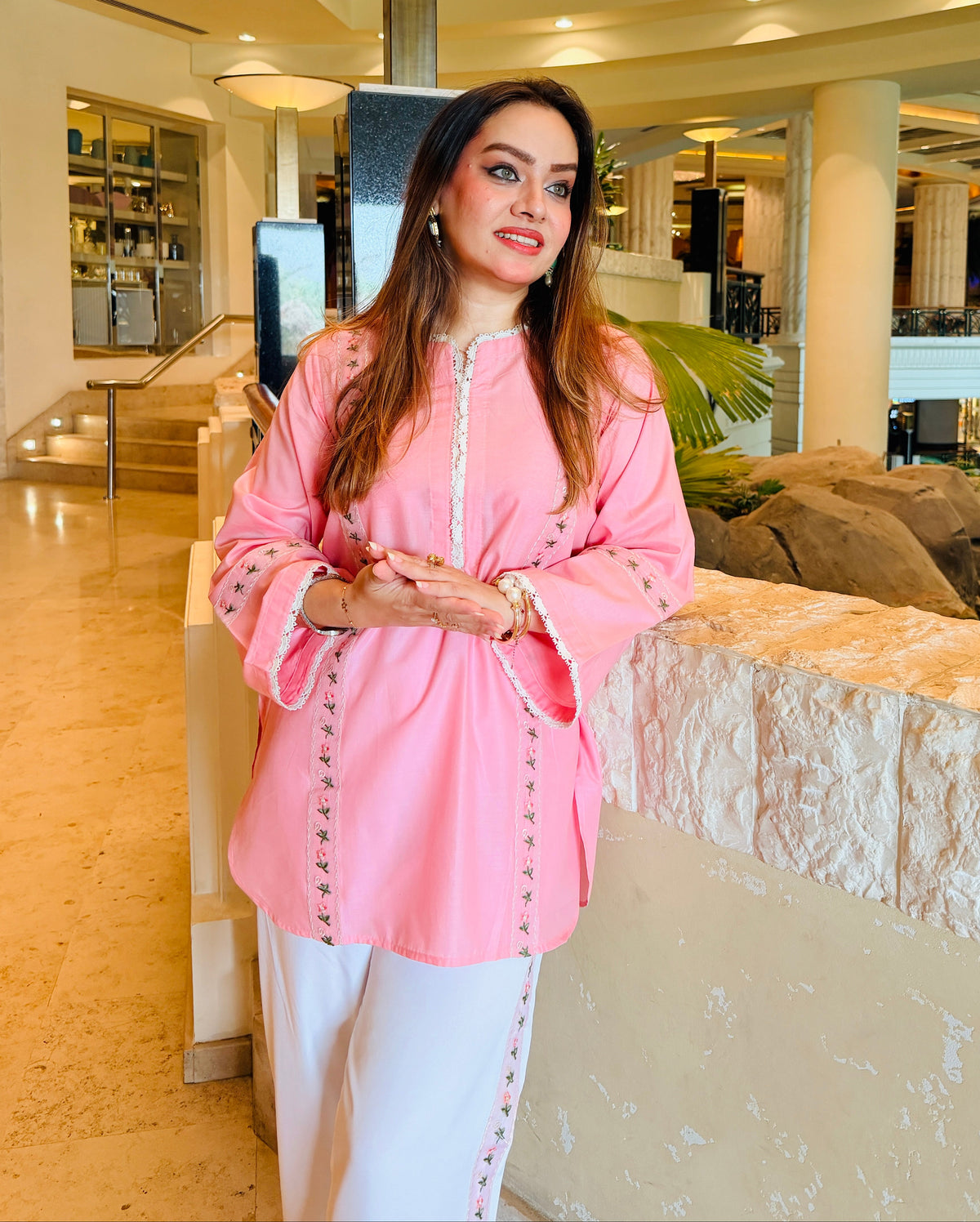Embroidered 2-Piece Cotton Co-Ord Set
