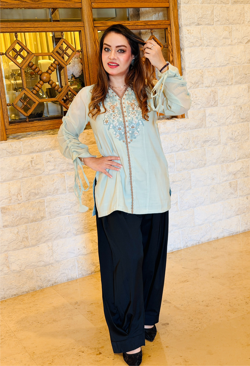Embroidered Paper Cotton 1-Piece Shirt