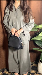 Garment-Dyed Cotton Co-Ord Set – Oversized Shirt & Wide Pants