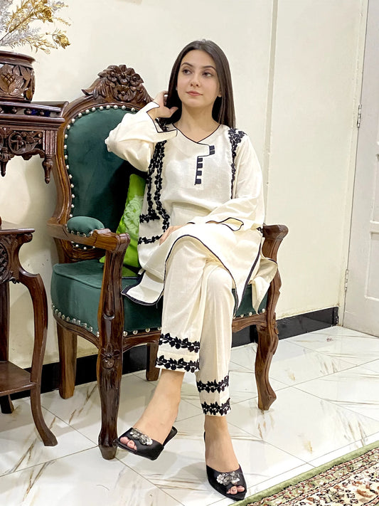 2-Piece Cotton Embroidered Dress Premium & Versatile