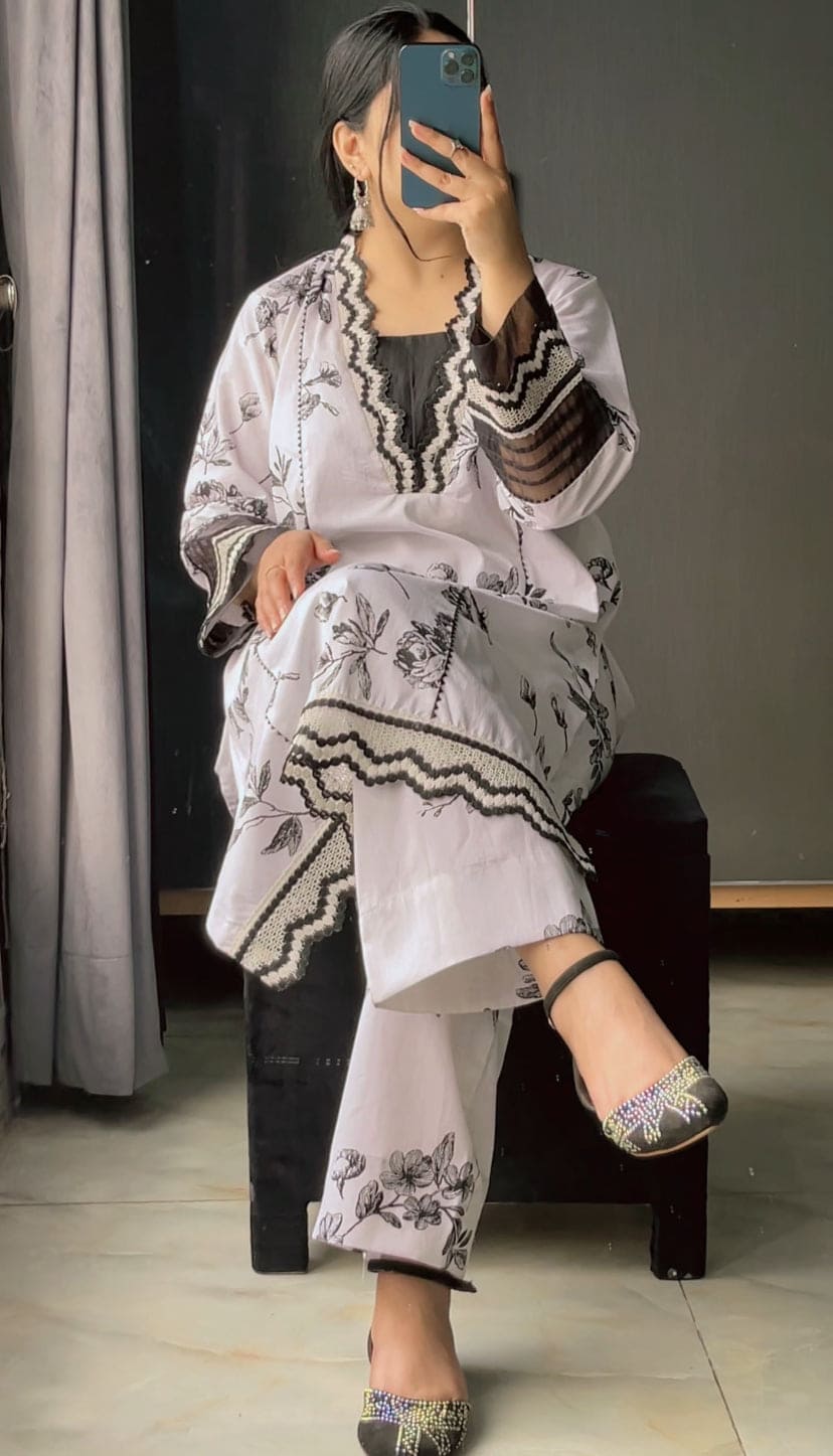 2 Piece Cotton Printed  Suit