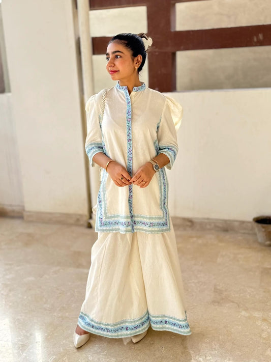 2 Piece Cotton Embellished Co-Ord Set with DHAKA PANT