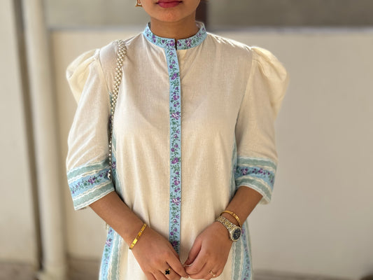 2 Piece Cotton Embellished Co-Ord Set with DHAKA PANT