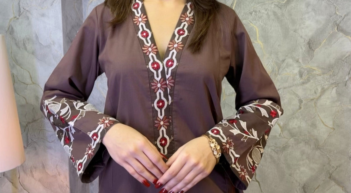 Embroidered 2-Piece Cotton Co-Ord Set