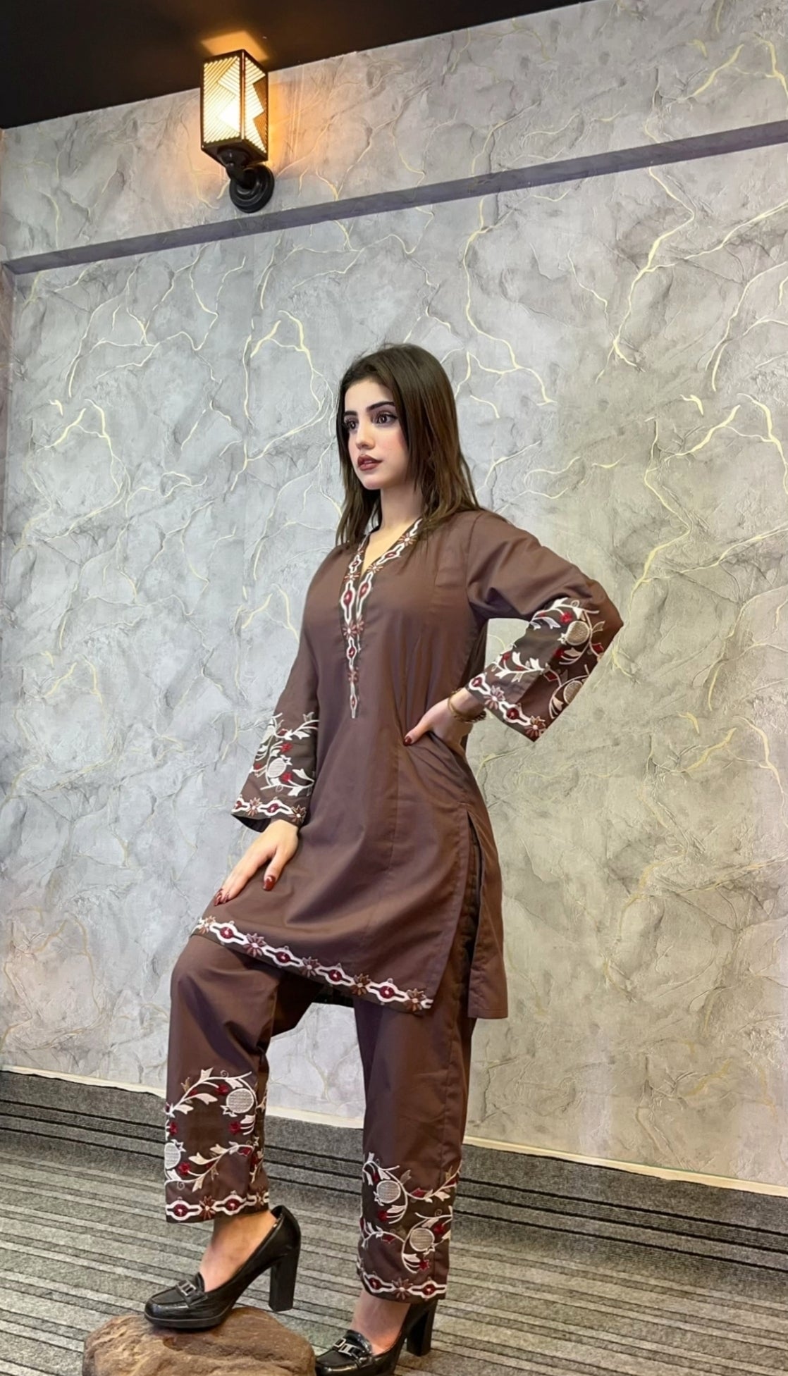 Embroidered 2-Piece Cotton Co-Ord Set