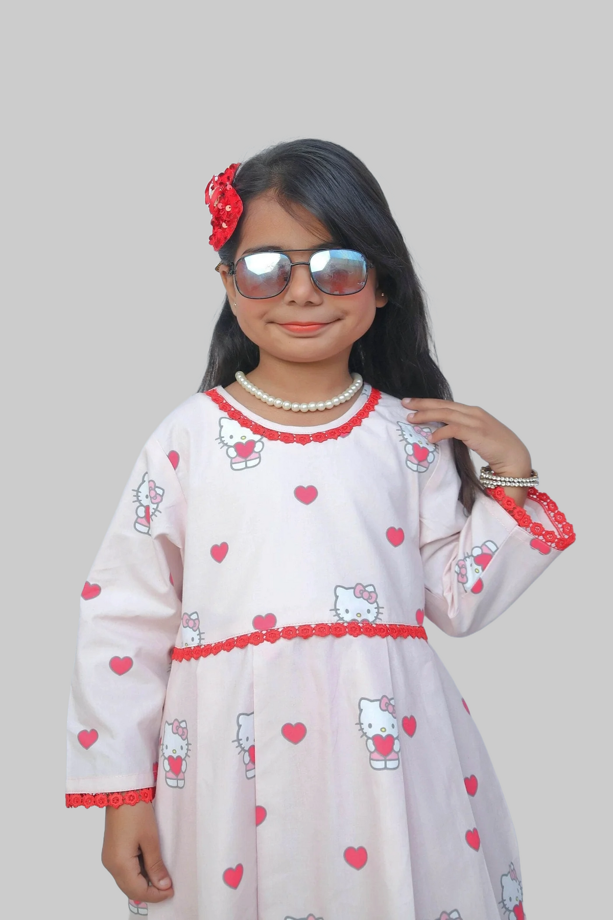 Printed 2 Piece Set Hello Kitty Print- Stitched (Shirt + Trouser)
