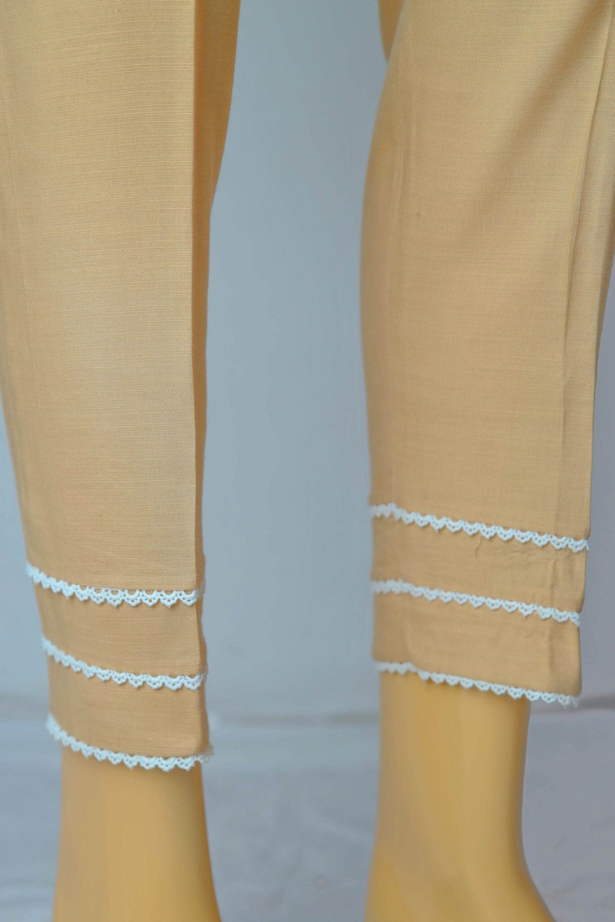 Linen Viscose Fabric Stitched Trouser with Three white Laces