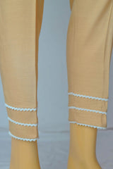 Linen Viscose Fabric Stitched Trouser with Three white Laces