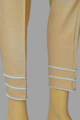 Linen Viscose Fabric Stitched Trouser with Three white Laces