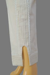 Linen Ivory Fabric  Stitched Trouser with embroidery laces   -  100% Cotton  - Pre Shrinked