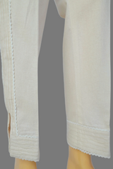 Linen Ivory Fabric  Stitched Trouser with embroidery laces   -  100% Cotton  - Pre Shrinked