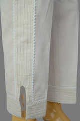 Linen Ivory Fabric  Stitched Trouser with embroidery laces   -  100% Cotton  - Pre Shrinked