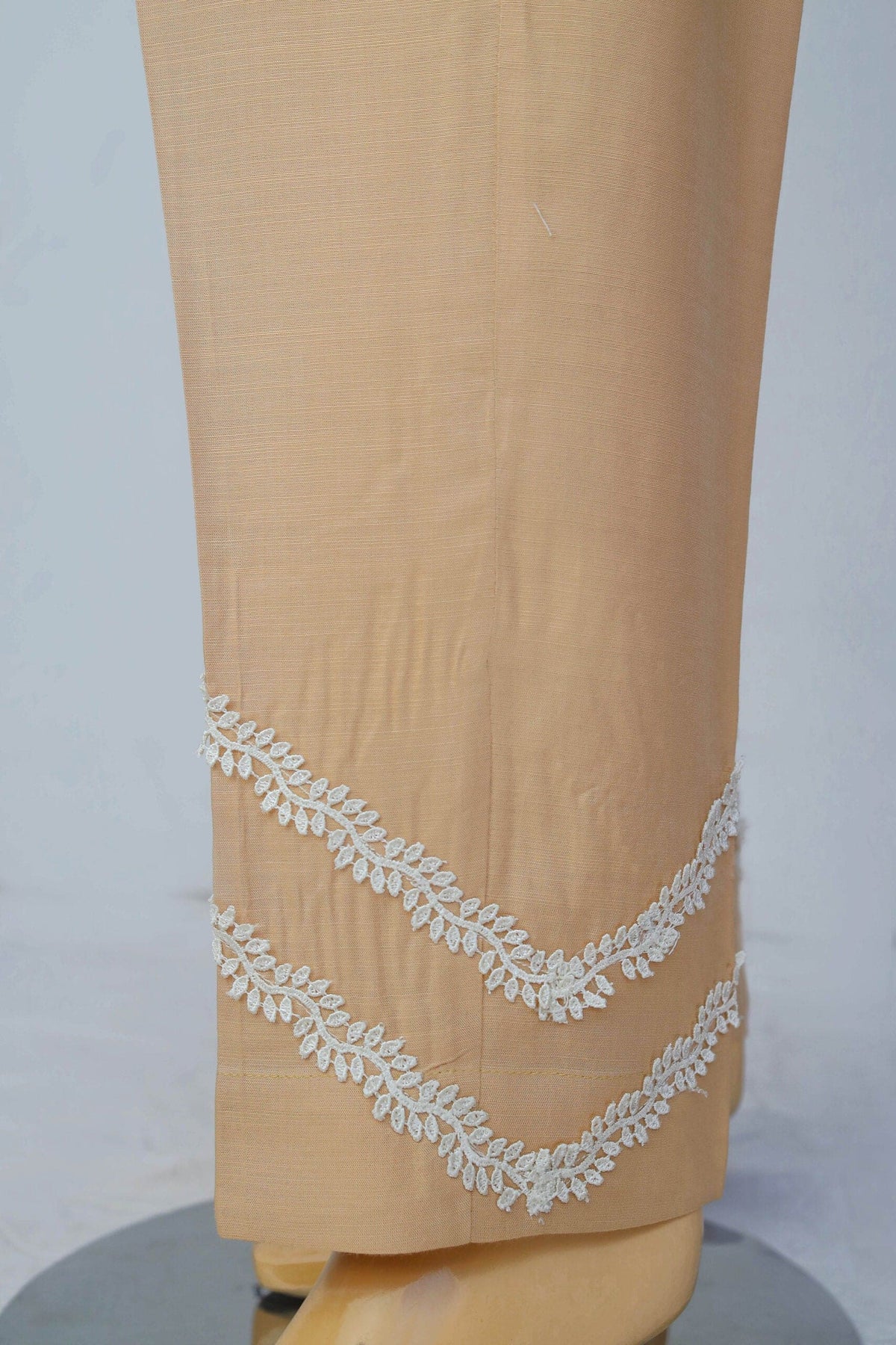 Linen Viscose Fabric  Stitched Trouser with Wave Laces