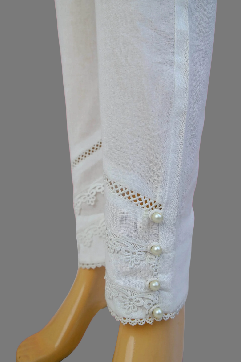 Stitched Trouser with modern three lace - 100% Cotton - Pre Shrinked