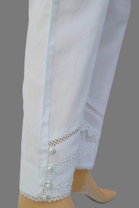 Stitched Trouser with modern three lace - 100% Cotton - Pre Shrinked