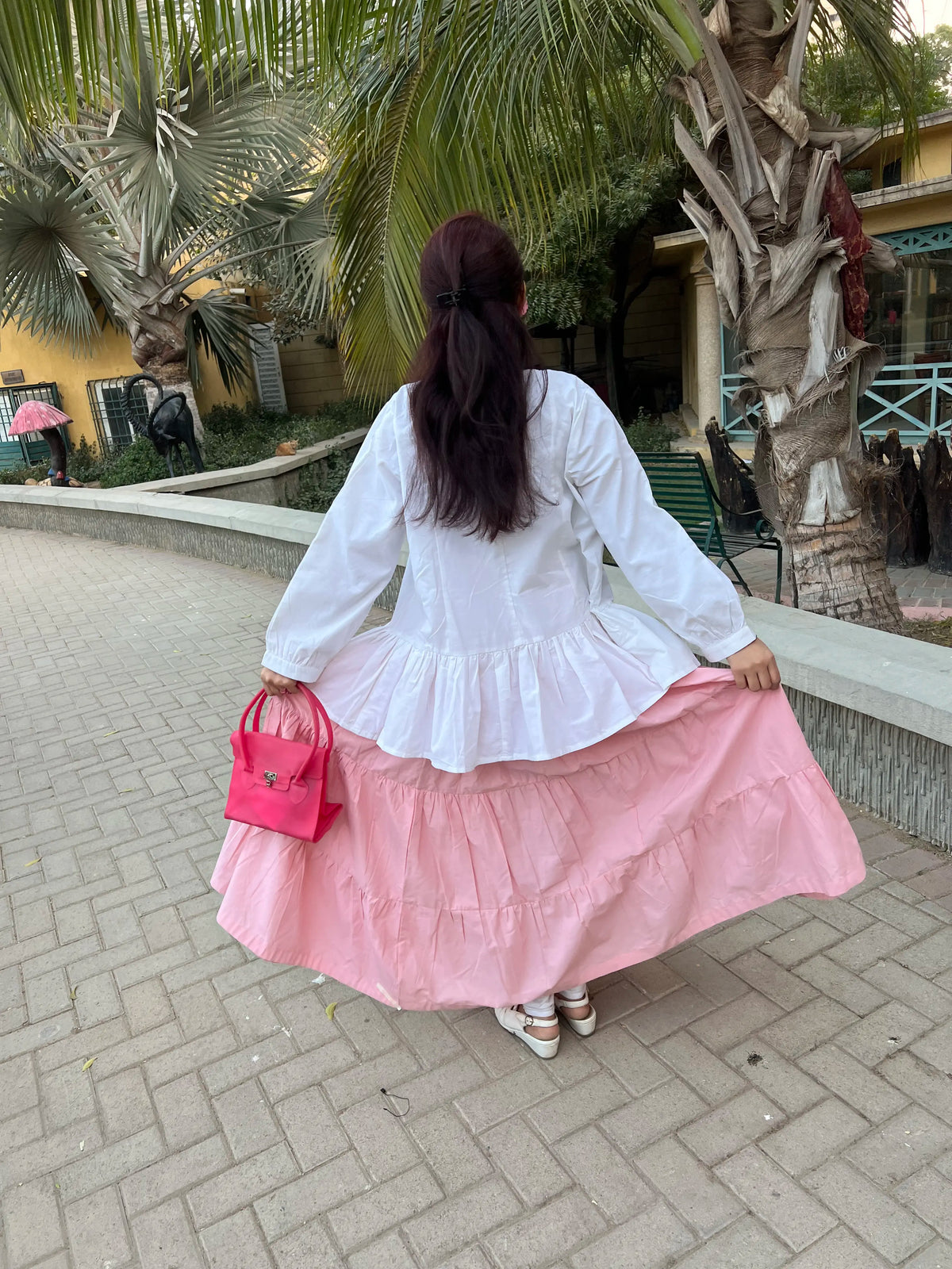 White Cotton Peplum Shirt