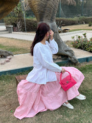 White Cotton Peplum Shirt