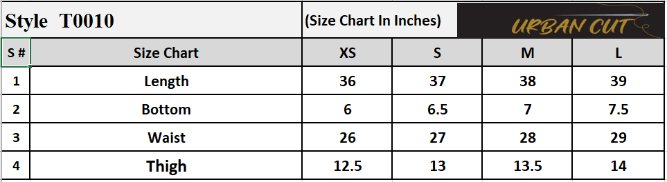 Product Size Chart