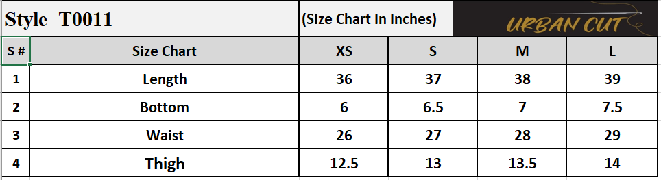 Product Size Chart