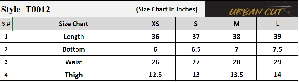 Product Size Chart