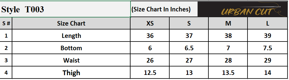Product Size Chart