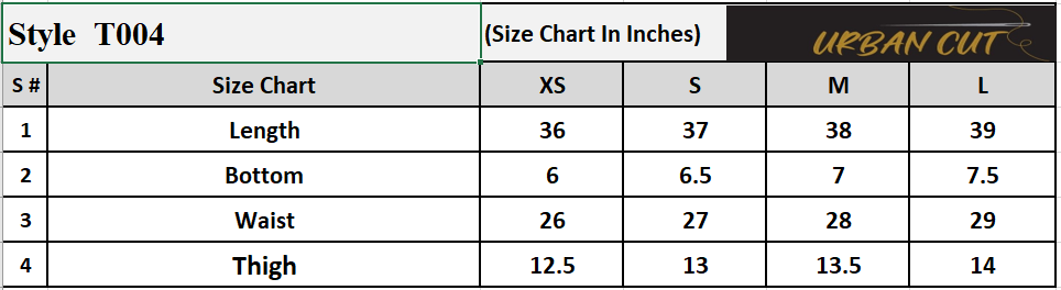 Product Size Chart