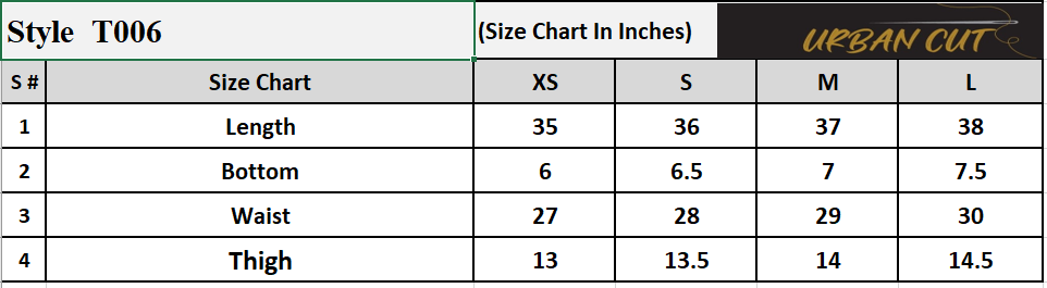 Product Size Chart