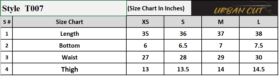 Product Size Chart