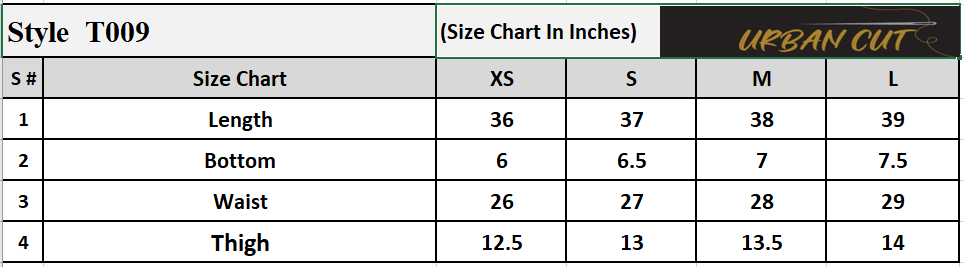 Product Size Chart