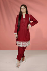 2 Piece Cotton Embroidered Suit