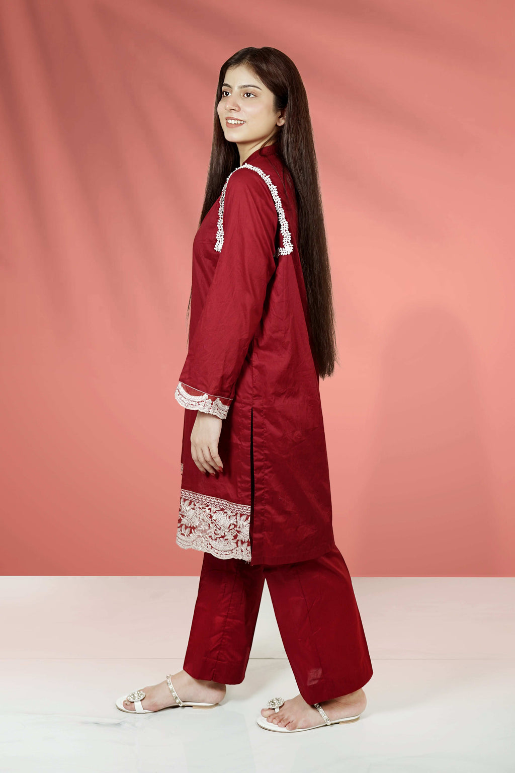 2 Piece Cotton Embroidered Suit