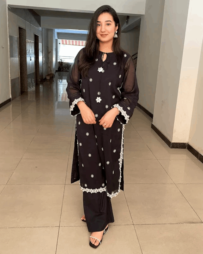 2 Piece Chikankaari Embroidered Suit  ( linned)