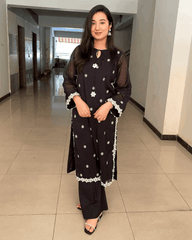 2 Piece Chikankaari Embroidered Suit  ( linned)