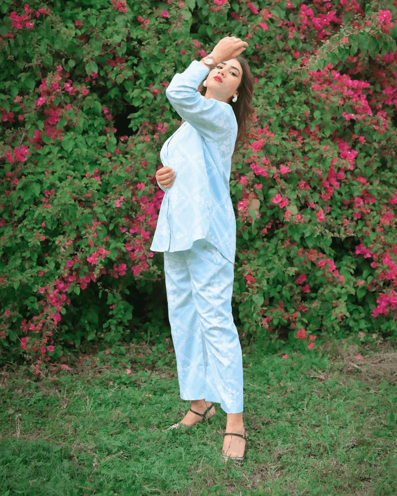 2 Piece Cotton Satin Printed Co-Ord Set