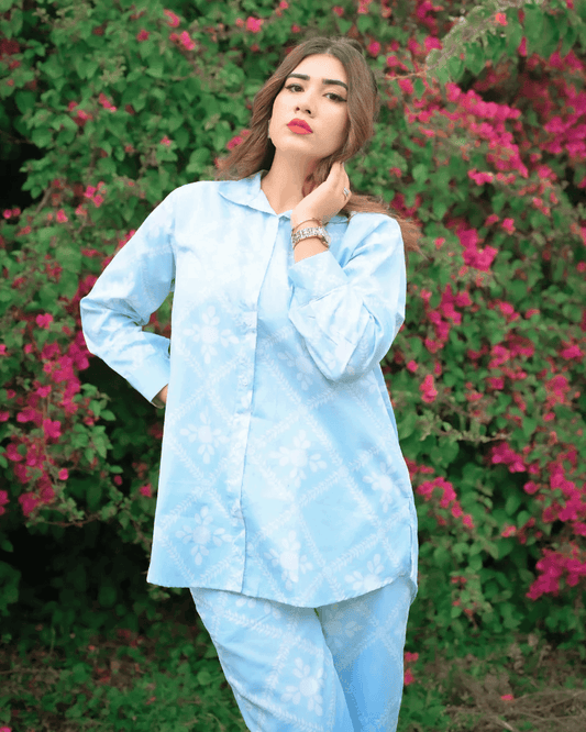 2 Piece Cotton Satin Printed Co-Ord Set