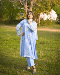 1 Piece Embroidred Chiffon Kurta ( Lined )